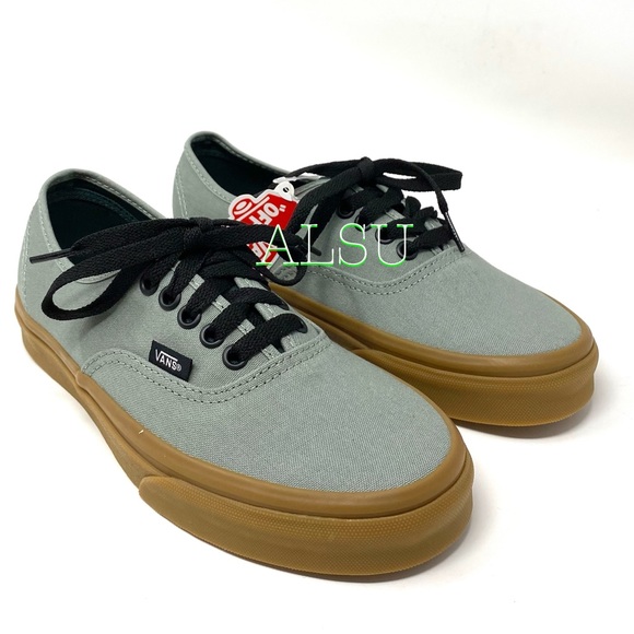 vans authentic shadow green & gum skate shoes